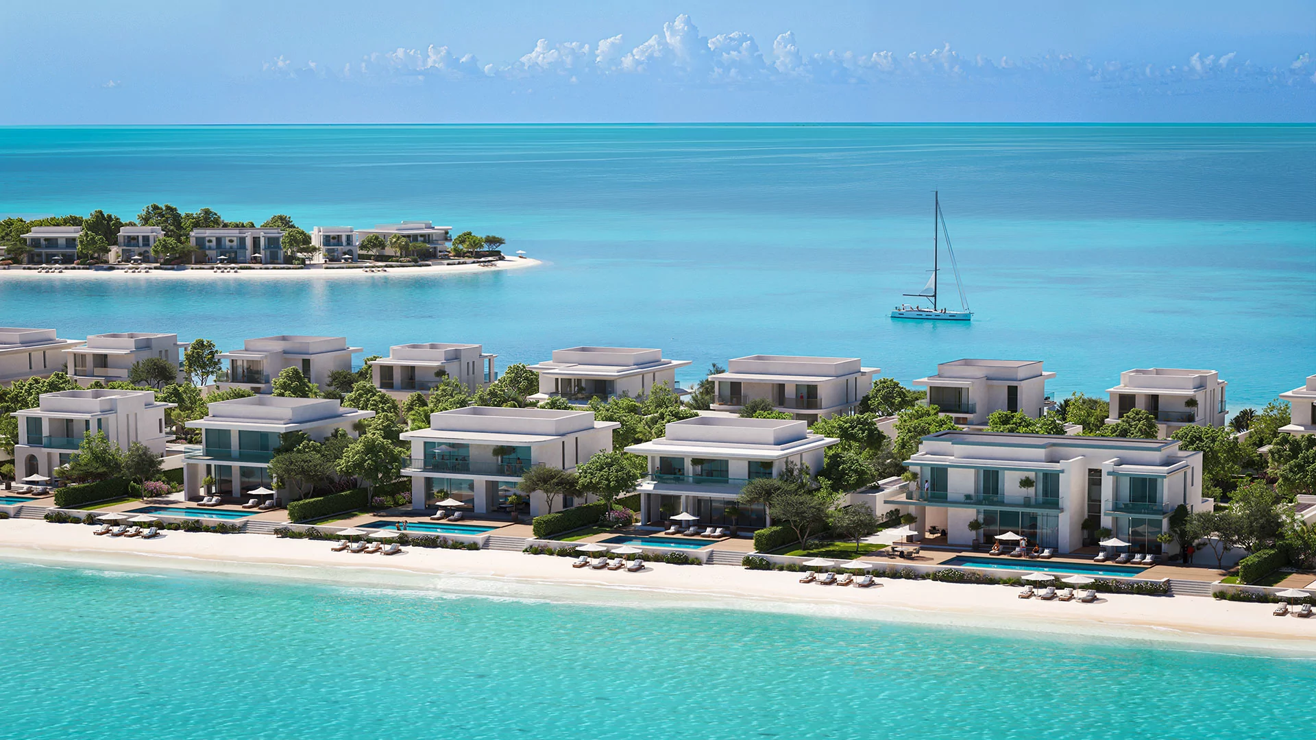 Waterfront villas and private beach at Ramhan Island, Abu Dhabi