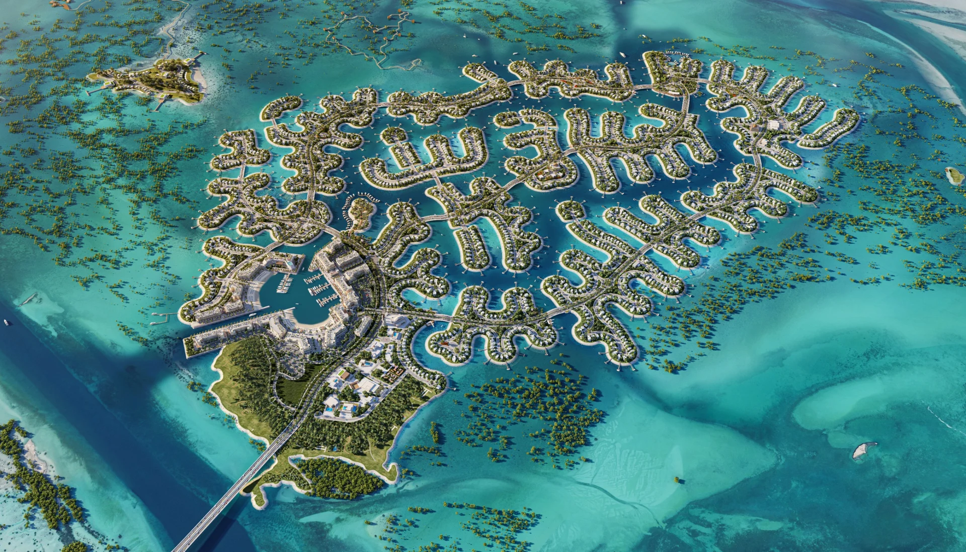 Aerial view of Ramhan Island's masterplan, Abu Dhabi