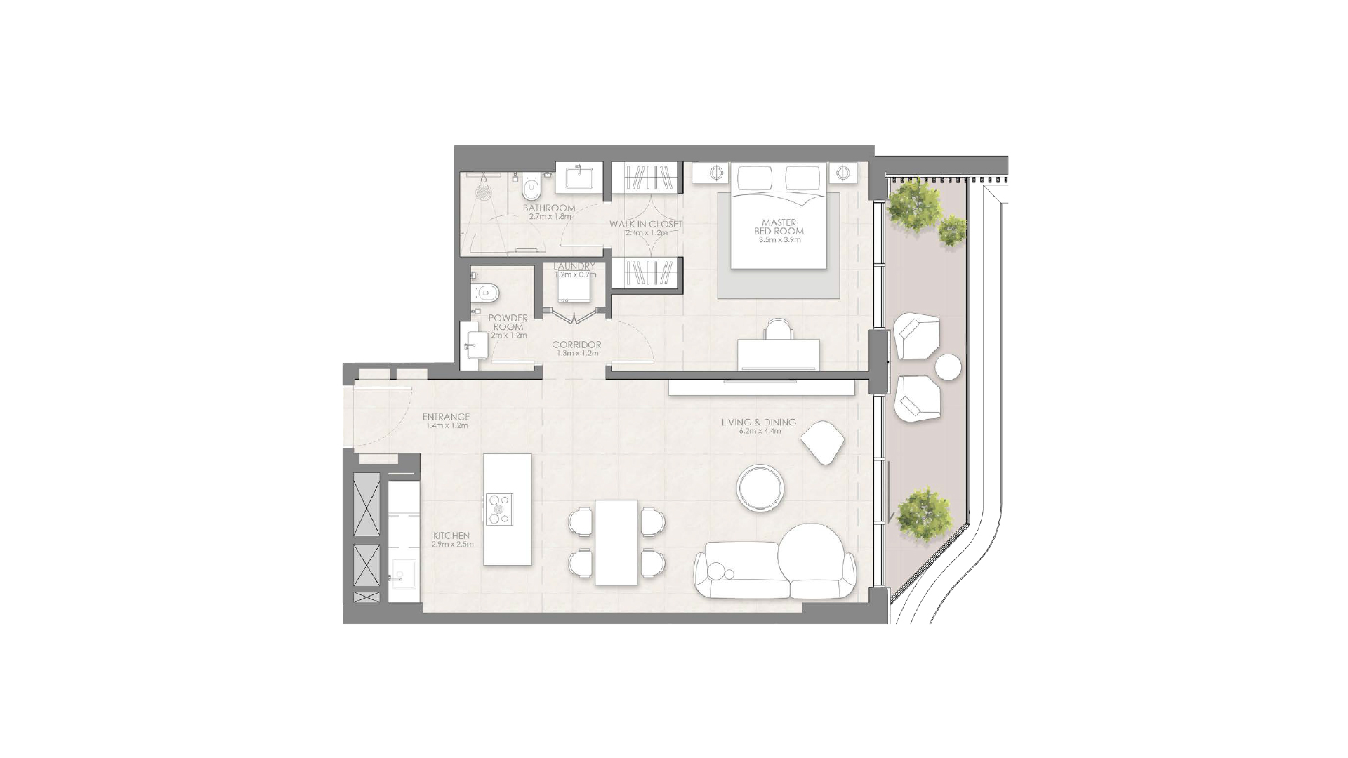 1 Bedroom Floor Plan