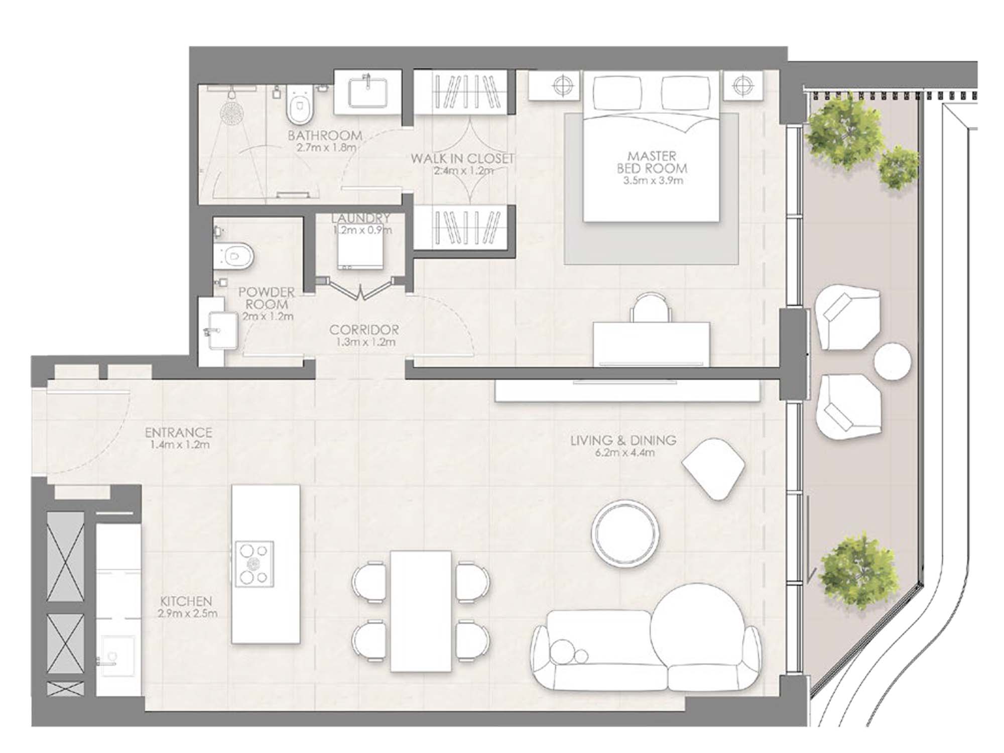1 Bedroom Floor Plan