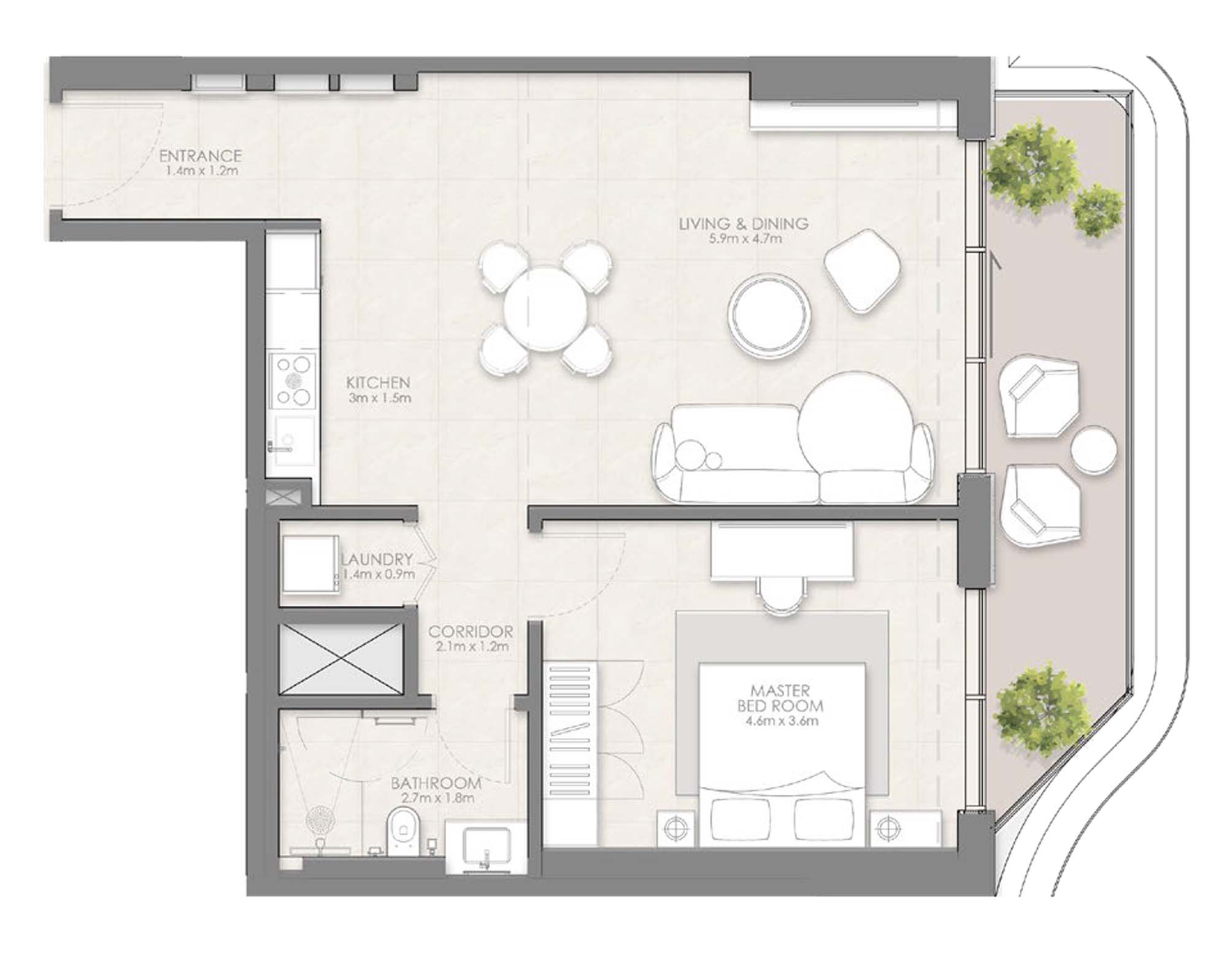 1 Bedroom Floor Plan