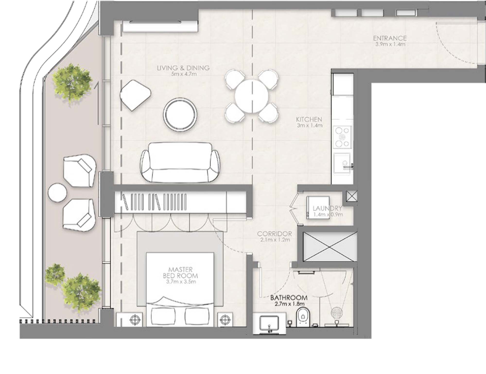 1 Bedroom Floor Plan