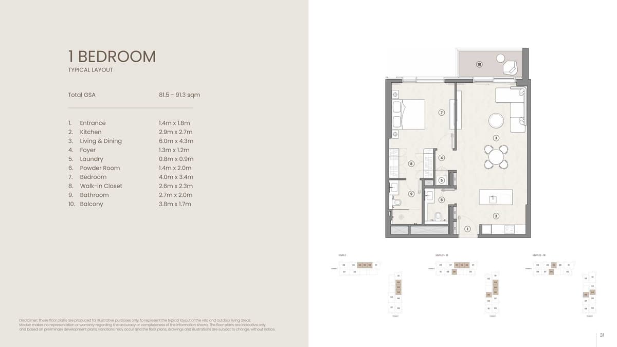 1 Bedroom Floor Plan