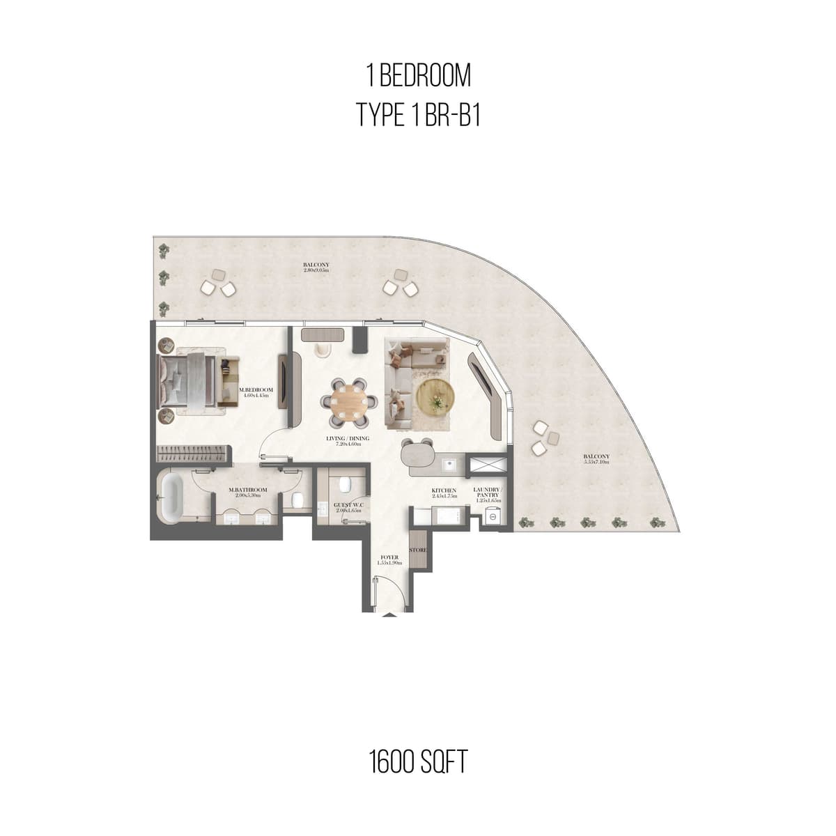 1 Bedroom Floor Plan