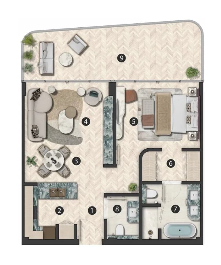 1 Bedroom Floor Plan