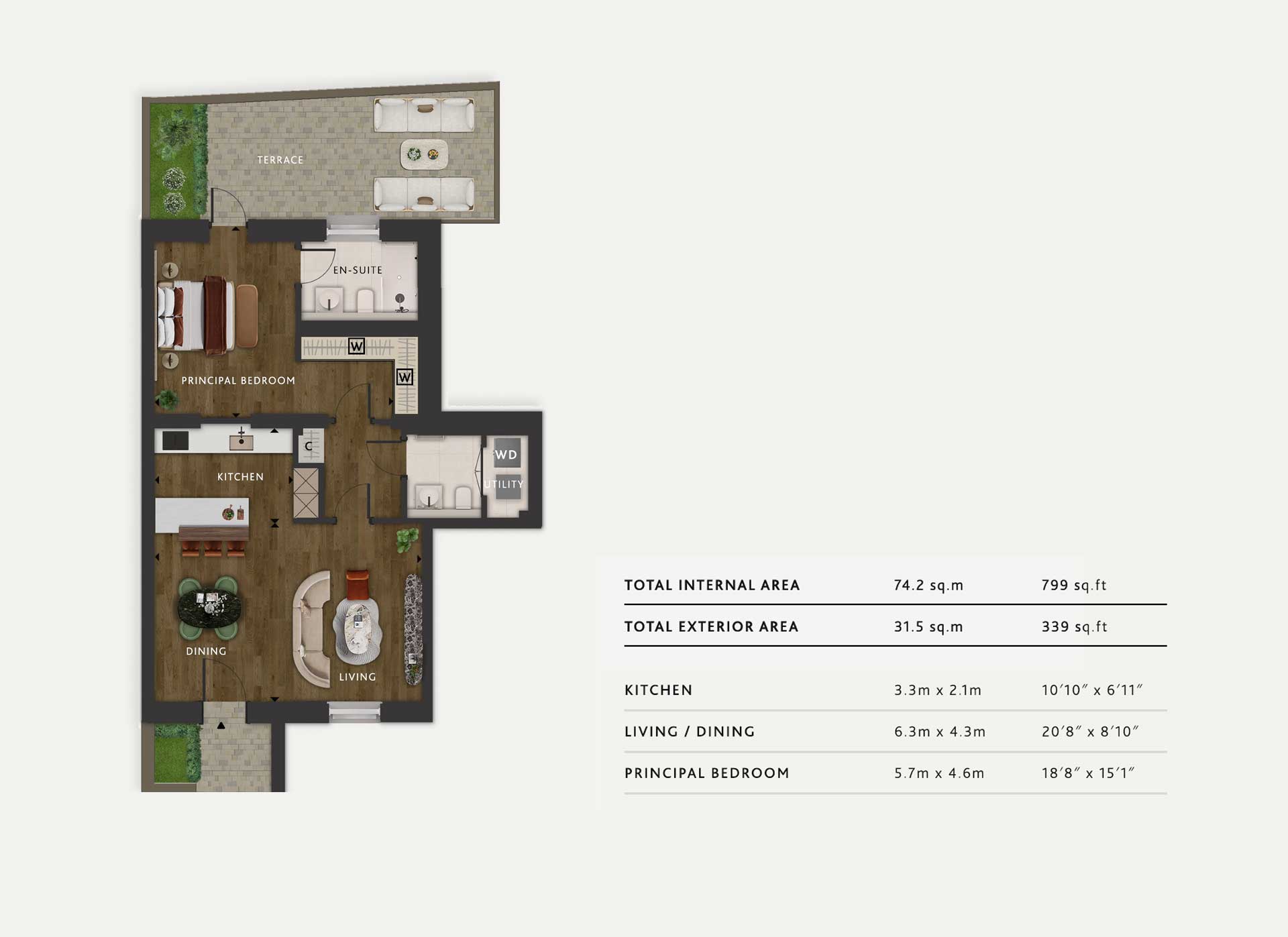 1 Bedroom Floor Plan