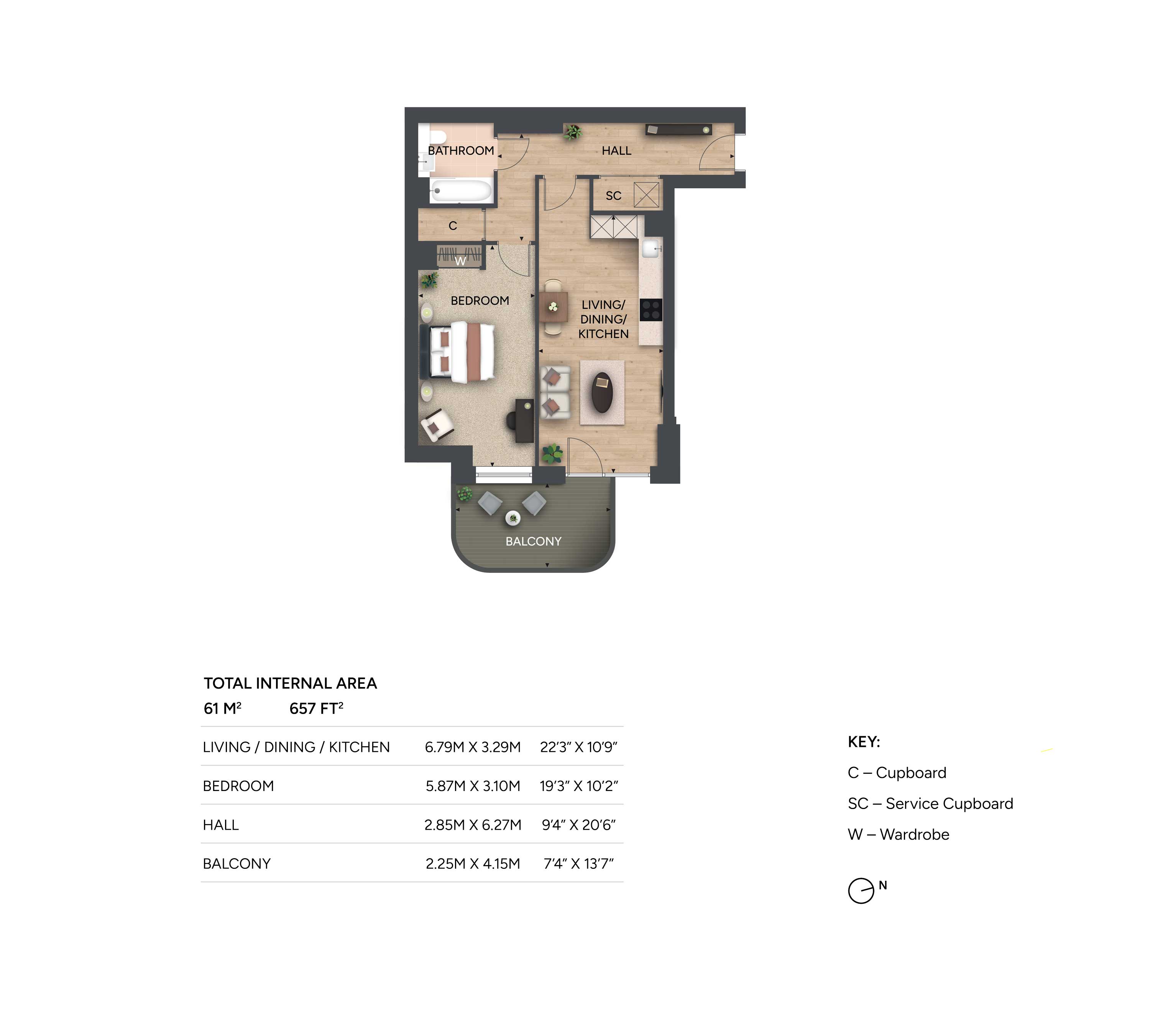 1 Bedroom Floor Plan