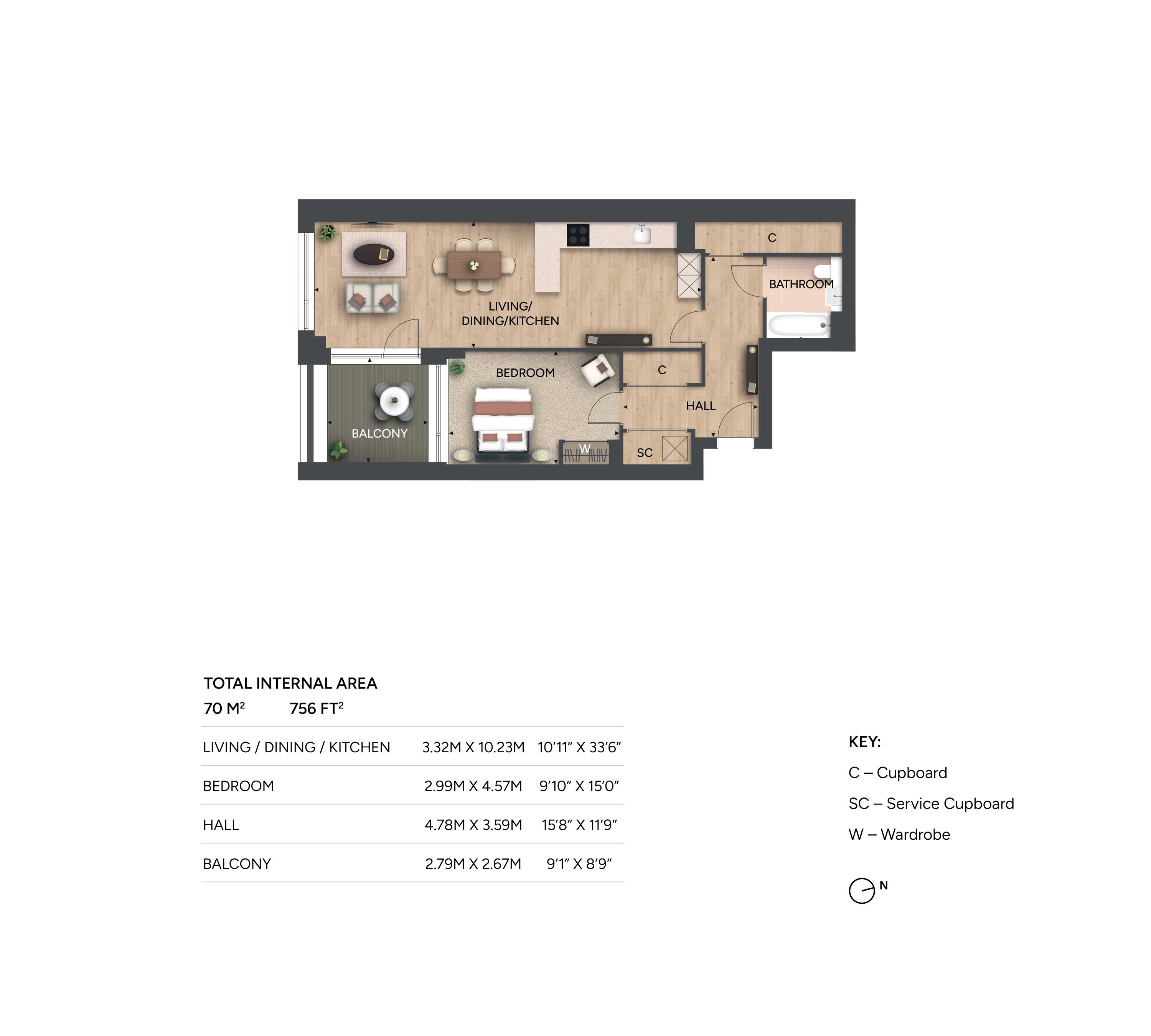 1 Bedroom Floor Plan