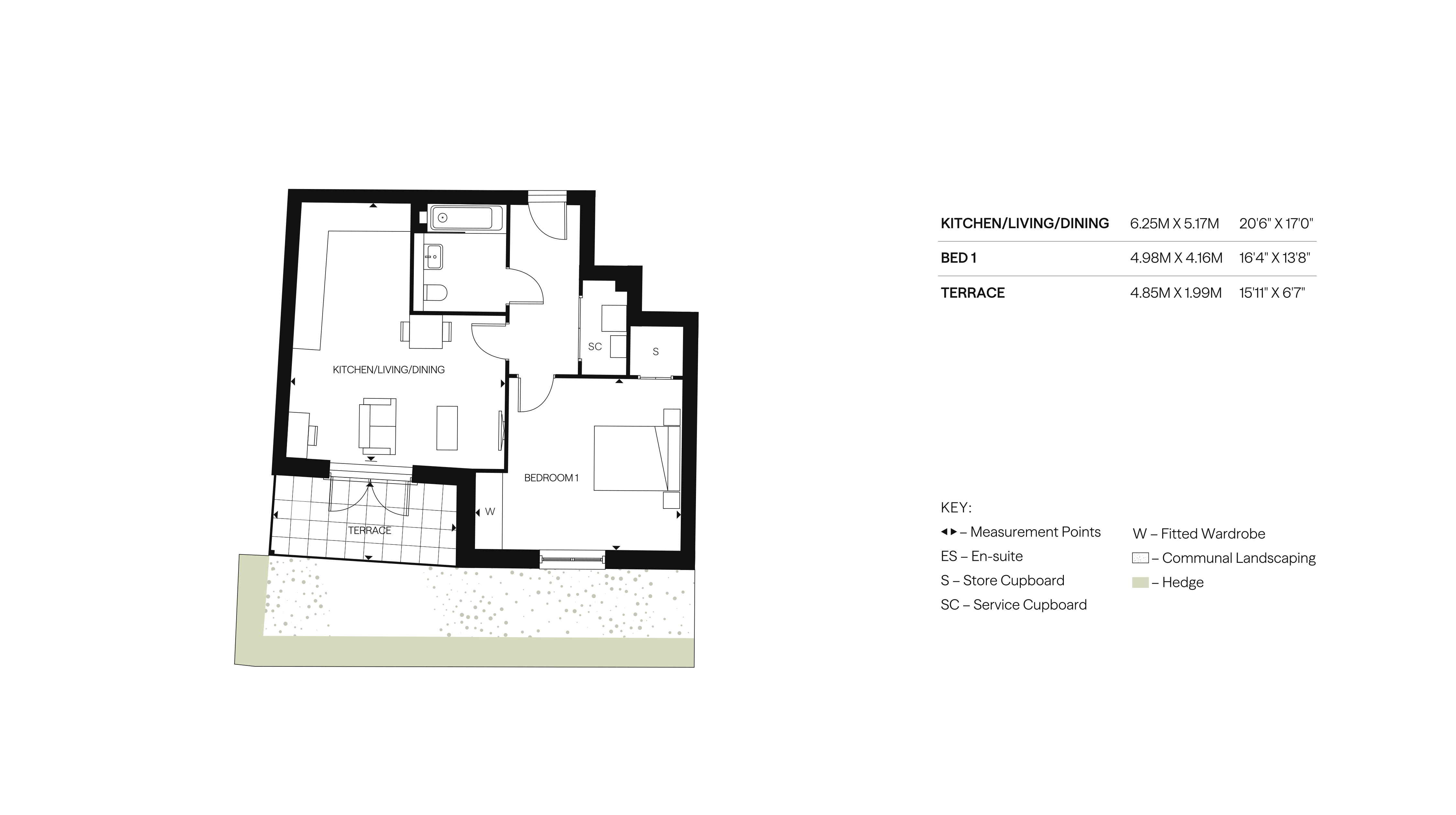 1BR Apartment Floor Plan