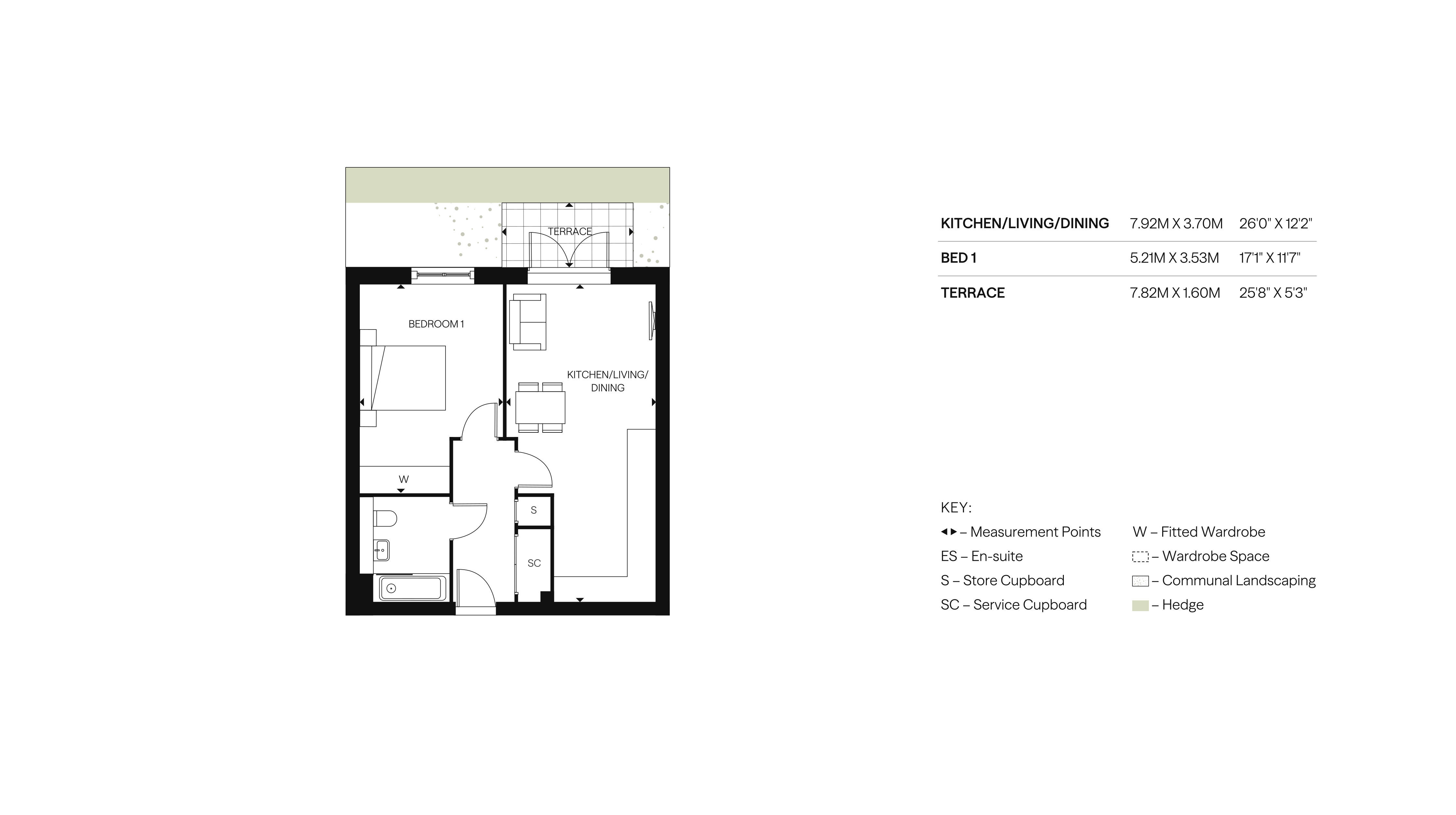 1BR Apartment Floor Plan