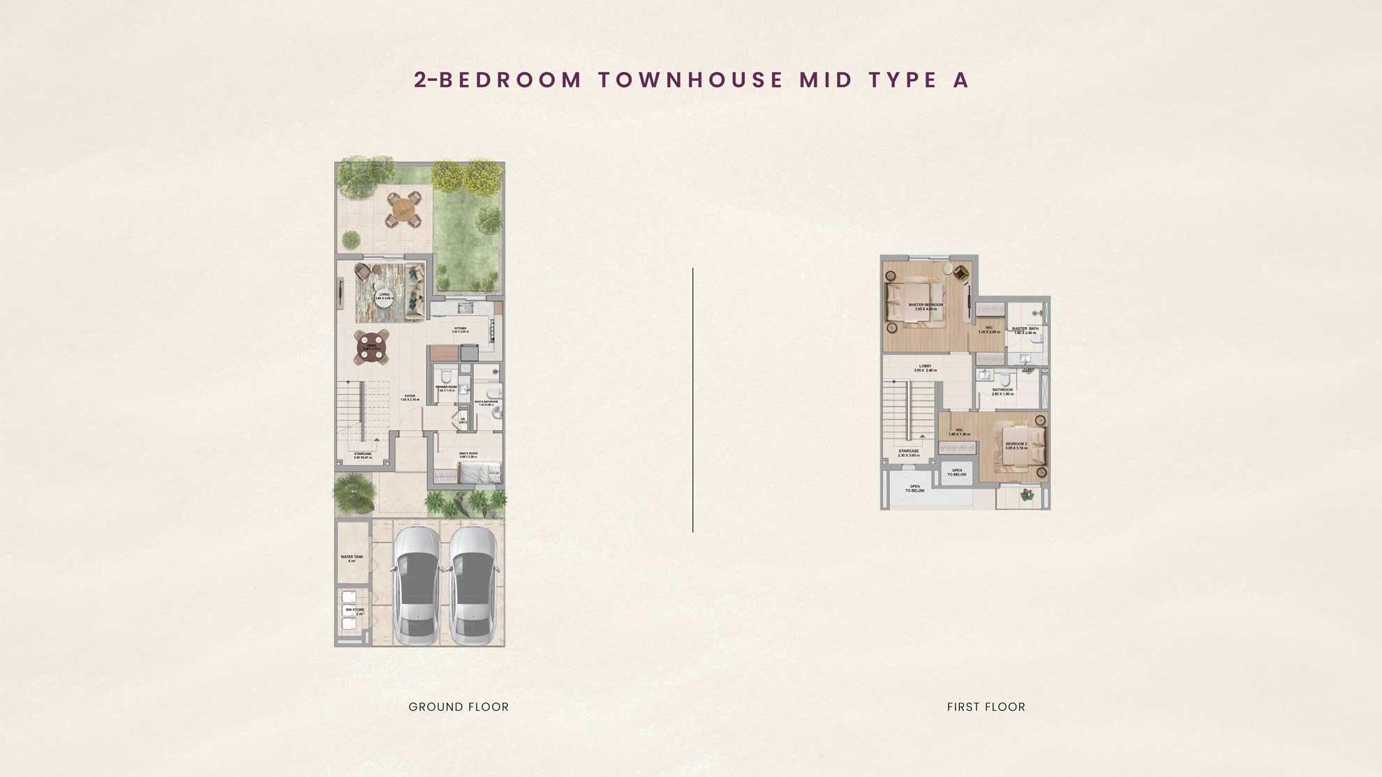 2BR Townhouse Floor Plan