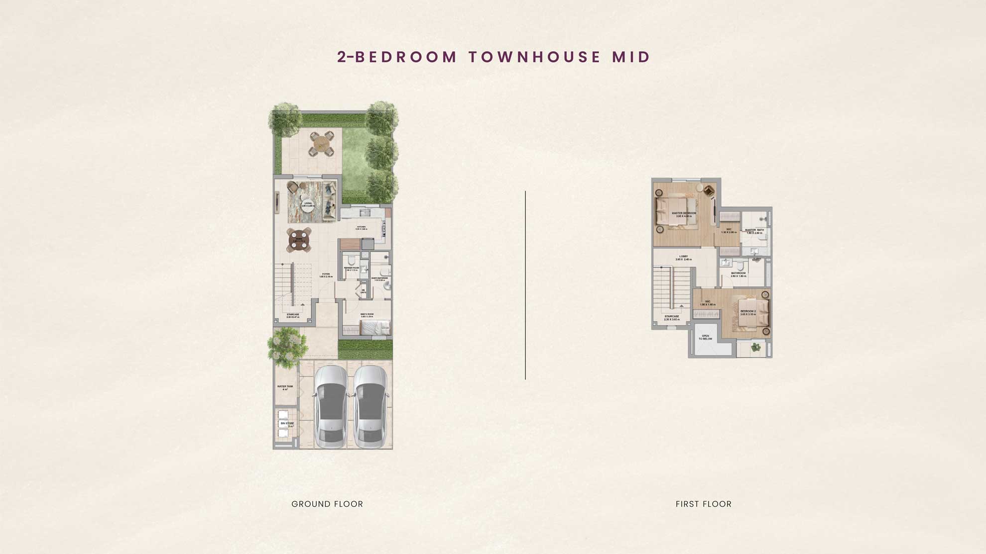 2BR Townhouse Floor Plan